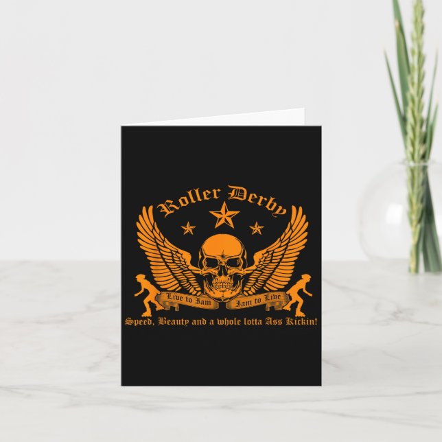 Tarjeta Funny Roller Derby Lover Quotes Gift, Live To Jam  (Anverso)