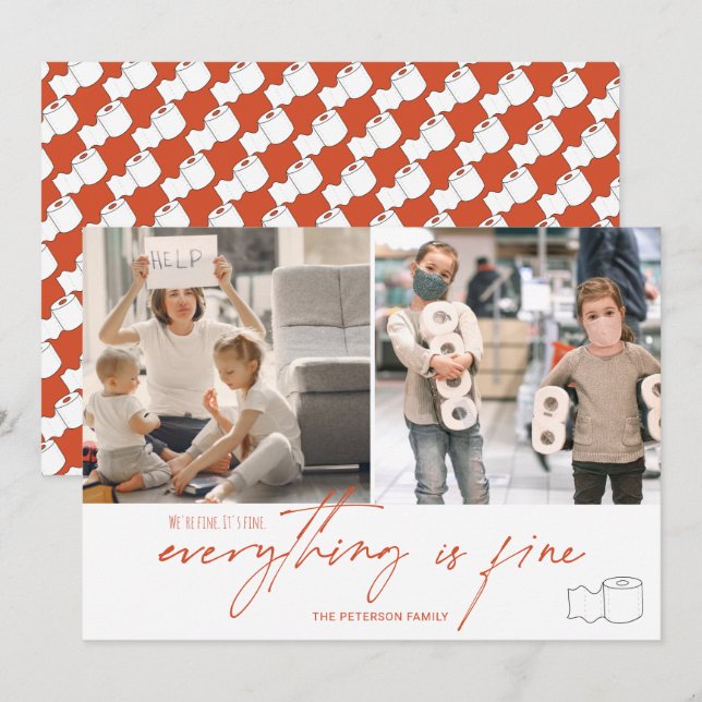 Tarjeta Funny rollo de inodoro 2020 fino 2 fotos naranja d (Anverso / Reverso)