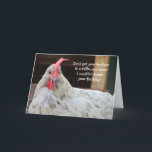 Tarjeta Funny Rooster Birthday<br><div class="desc">A cool looking rooster with white and brown feathers poses for this great shot. A fun birthday saying... </div>
