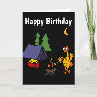 Tarjeta Funny Rubber Chicken Camping Personalizado
