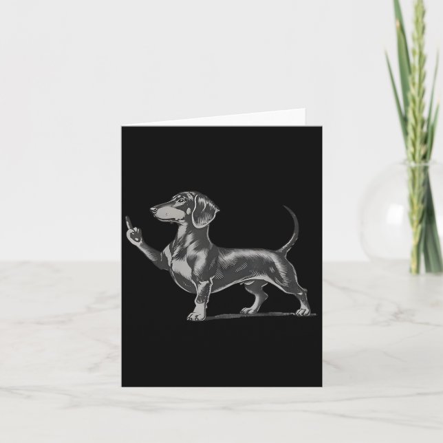 Tarjeta Funny Rude Black Dachshund Dog Meme Middle Finger  (Anverso)