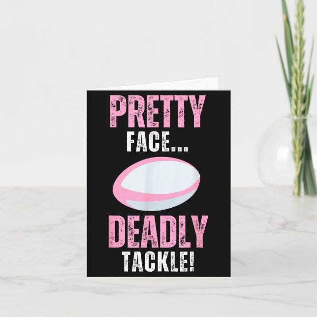 Tarjeta Funny Rugby Gift For Girls Pretty Face Deadly Tack (Anverso)