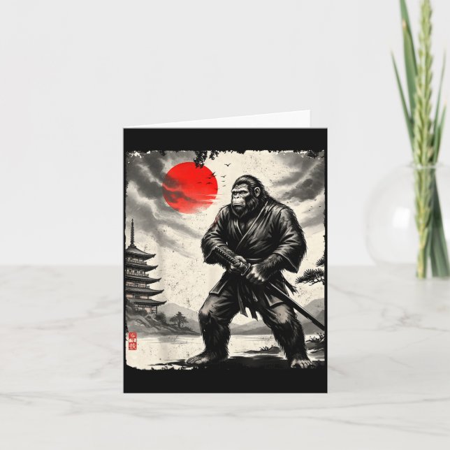 Tarjeta Funny Samurai Bigfoot Japanese Art Graphic Tee Ani (Anverso)