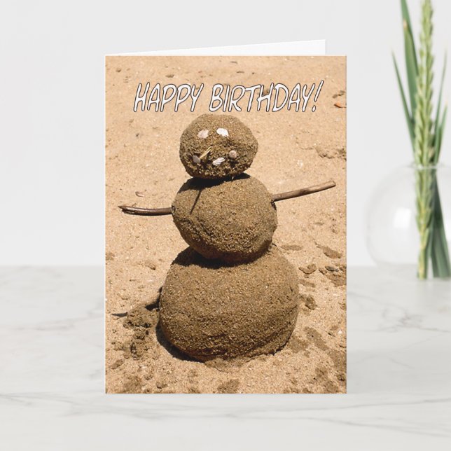 Tarjeta Funny Sand Person - Feliz cumpleaños para cualquie (Anverso)