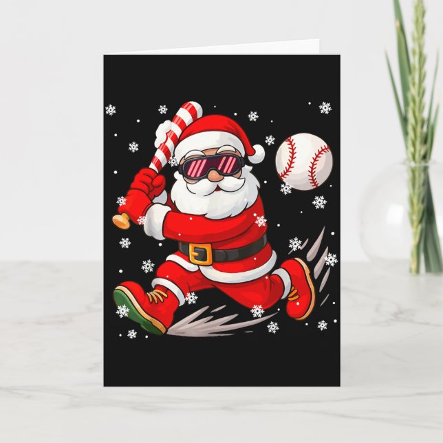 Tarjeta Funny Santa Baseball Christmas Pajamas Xmas Men Bo (Anverso)