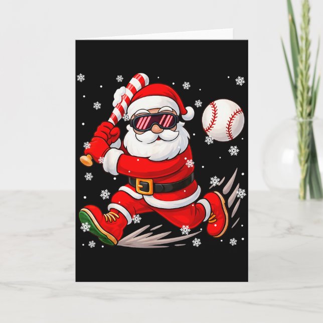 Tarjeta Funny Santa Baseball Christmas Pajamas Xmas Men Bo (Anverso)