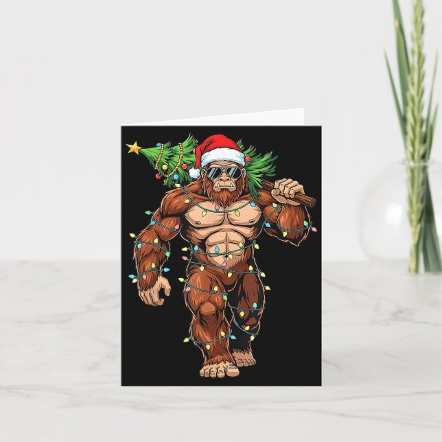 Tarjeta Funny Santa Bigfoot Christmas Tree Christmas Crypt (Anverso)