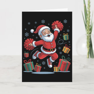 Tarjeta Funny Santa Cheering Cheerleading Christmas Xmas P