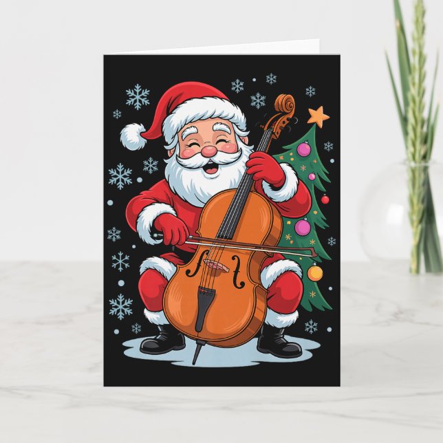 Tarjeta Funny Santa Christmas Design Cello Holiday Xmas Pa (Anverso)