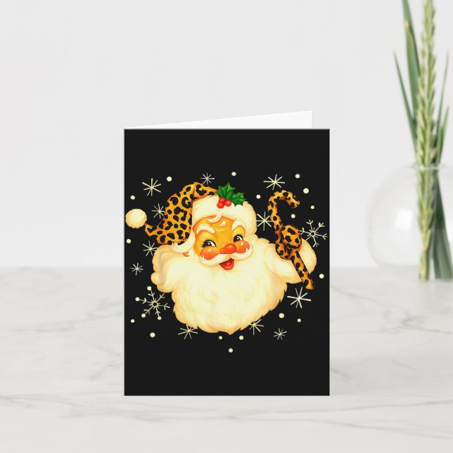 Tarjeta Funny Santa Claus Face Christmas Xmas Leopard Sant (Anverso)