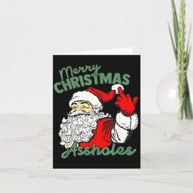 Tarjeta Funny Santa Claus Merry Christmas Holes  (Anverso)