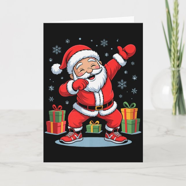 Tarjeta Funny Santa Dancing Holiday Christmas Xmas Pajama  (Anverso)