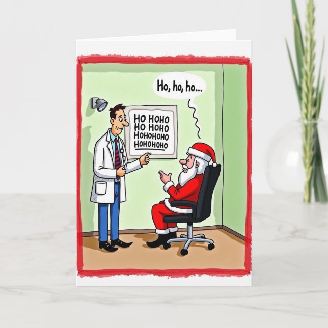 Tarjeta Funny Santa Eye Exam Doctor Christmas Card Joke (Anverso)