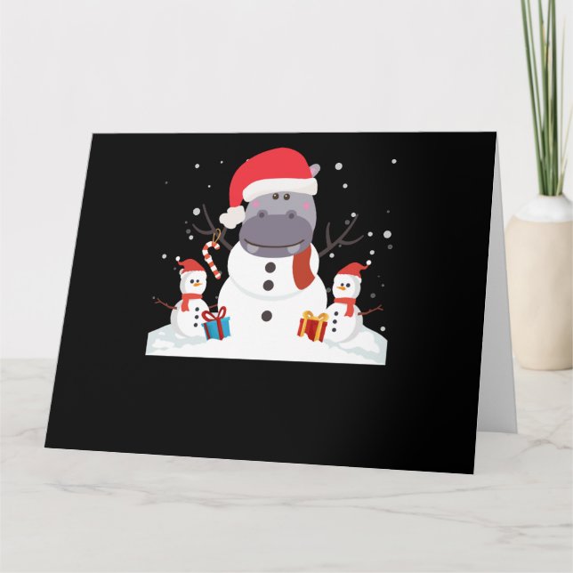 Tarjeta Funny Santa Hippo Navidad Muñeco de Nieve Navidad  (Anverso)