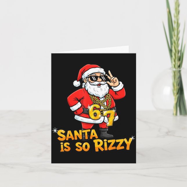 Tarjeta Funny Santa Is So Rizzy Christmas Meme 67  (Anverso)