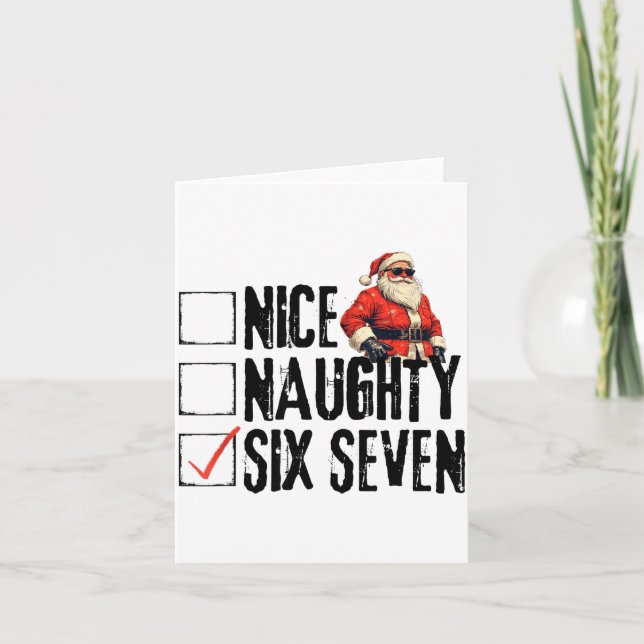 Tarjeta Funny Santa Nice Naughty Six Seven Meme 67 Christm (Anverso)