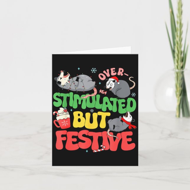Tarjeta Funny Santa Ossums Overstimulated But Festive Xmas (Anverso)