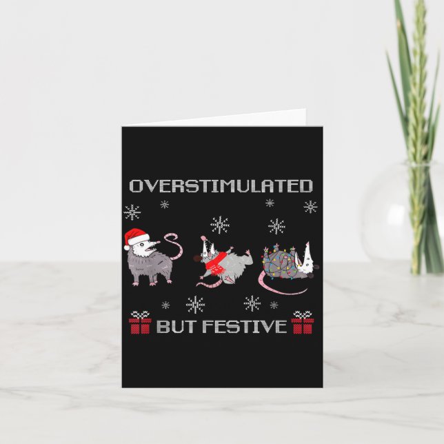 Tarjeta Funny Santa Ossums Overstimulated But Festive Xmas (Anverso)