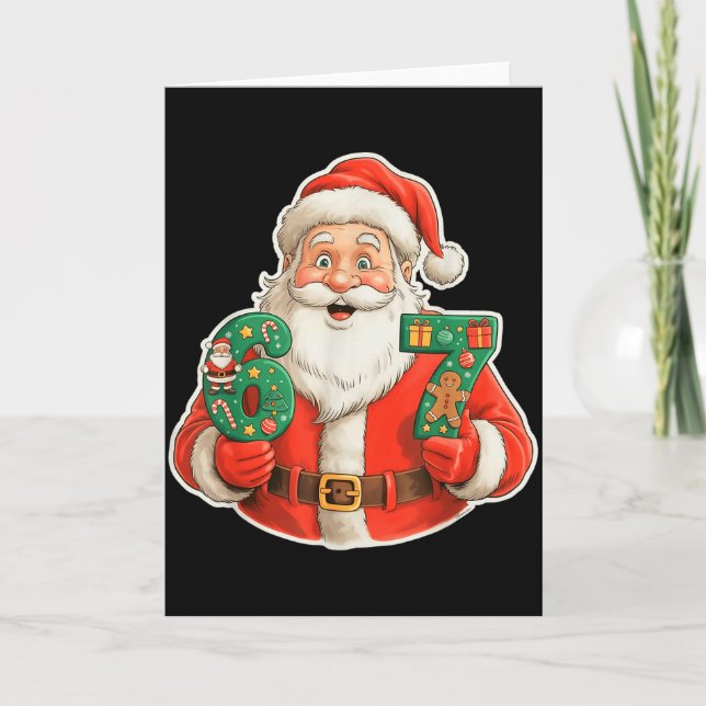 Tarjeta Funny Santa Pajamas Christmas 2025 Six Seven 67 Me (Anverso)