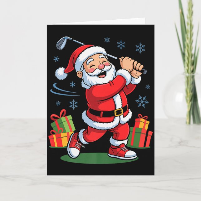 Tarjeta Funny Santa Playing Golf Holiday Christmas Xmas Pa (Anverso)