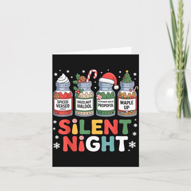 Tarjeta Funny Santa Profol Silent Night Icu Nurses Merry C (Anverso)