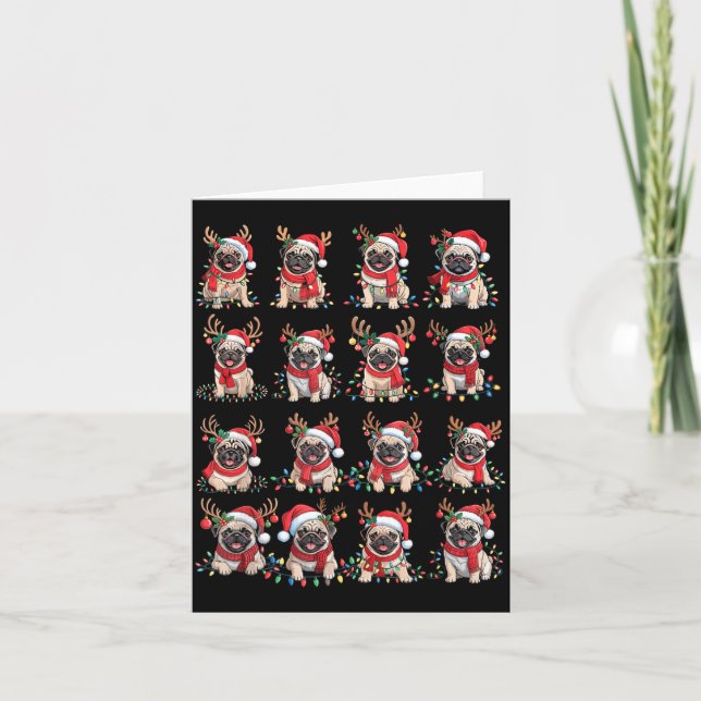 Tarjeta Funny Santa Pugs Christmas Xmas For Women Men  (Anverso)
