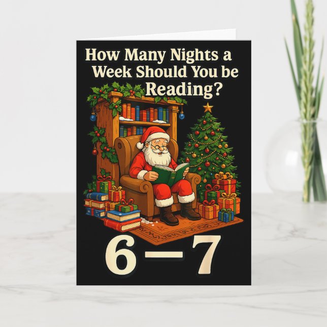 Tarjeta Funny Santa Reading 67 Meme Tee Christmas Teacher  (Anverso)