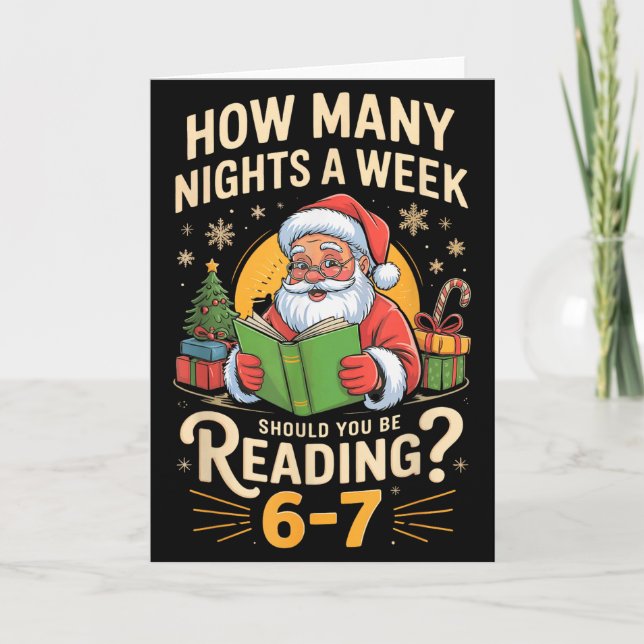 Tarjeta Funny Santa Reading 67 Meme Tee Christmas Teacher  (Anverso)