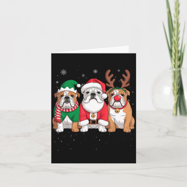 Tarjeta Funny Santa Reindeer English Bulldog Dog Women Men (Anverso)