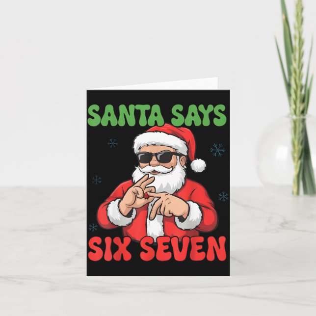 Tarjeta Funny Santa Says Six Seven 67 Meme Christmas  (Anverso)