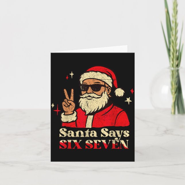 Tarjeta Funny Santa Says Six Seven 67 Meme Christmas Holid (Anverso)