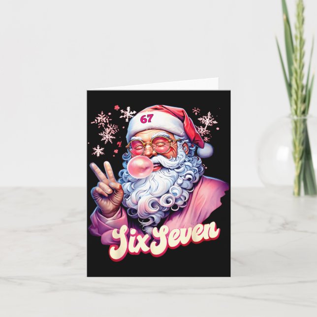 Tarjeta Funny Santa Says Six Seven Christmas 67 Meme Xmas  (Anverso)