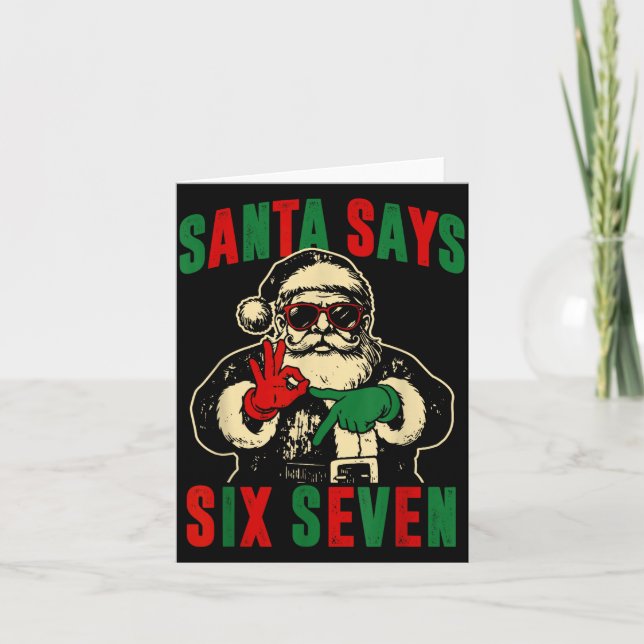 Tarjeta Funny Santa Says Six Seven Retro 67 Meme Cool Chri (Anverso)