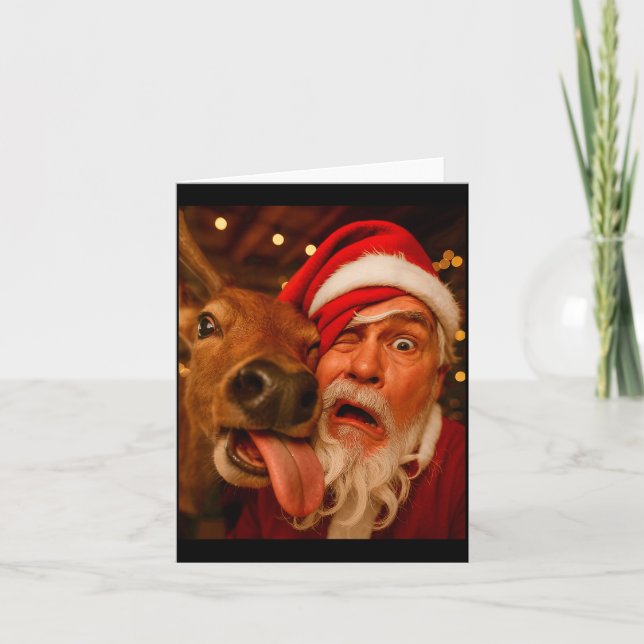 Tarjeta Funny Santa Selfie Reindeer Men Women Kids Christm (Anverso)
