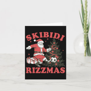 Tarjeta Funny Santa Soccer Skibidi Rizzmas Árbol de Navida