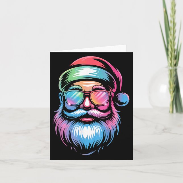 Tarjeta Funny Santa Sungles Christmas Holiday Men Women Ki (Anverso)