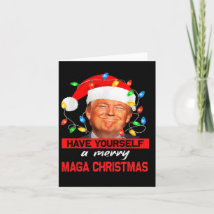 Tarjeta Funny Santa Trump Se Tiene A Un Mega De Los Cerezo