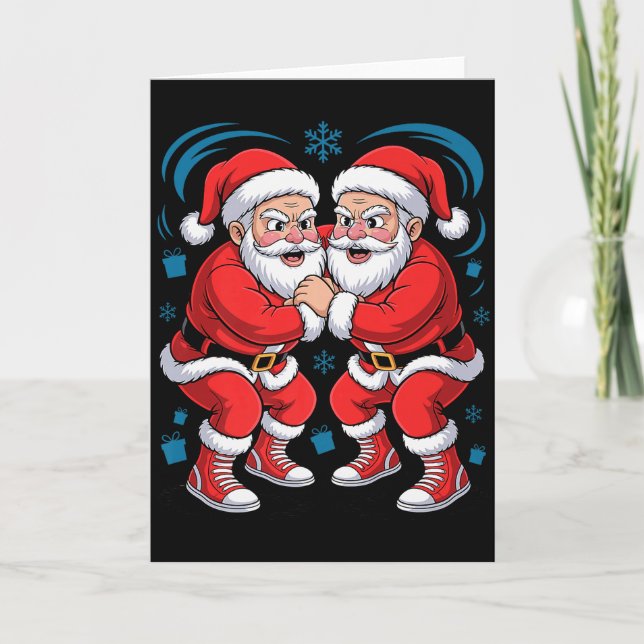 Tarjeta Funny Santa Wrestling Lover Wrestler Xmas Christma (Anverso)