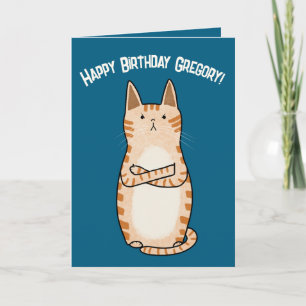 Tarjeta Funny Sarcástico Grumpy Naranja Cat Cumpleaños