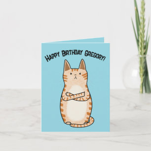 Tarjeta Funny Sarcástico Grumpy Naranja Cat Cumpleaños