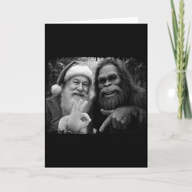 Tarjeta Funny Sasquatch Bigfoot Santa Six Seven 6 7 Meme C (Anverso)