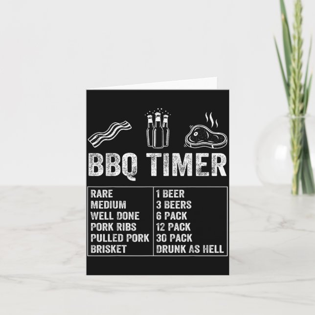 Tarjeta Funny Saying Bbq Timer Beer Grill Dad Barbecue Dri (Anverso)