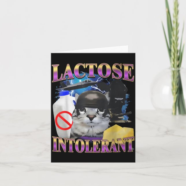 Tarjeta Funny Saying Lactose Intolerant Silly Cat Meme Cat (Anverso)