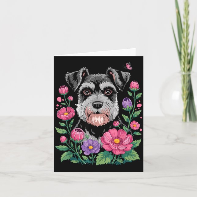 Tarjeta Funny Schnauzer Art For Women Schnauzer Dog Lover  (Anverso)