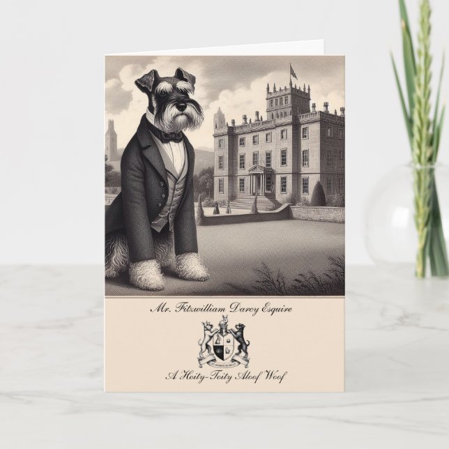 Tarjeta Funny Schnauzer Jane Austen Greetings Card (Anverso)