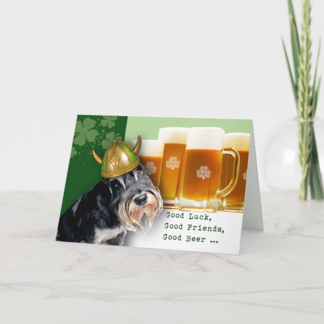Tarjeta Funny Schnauzer Personalizado St. Patrick's Day (Anverso)