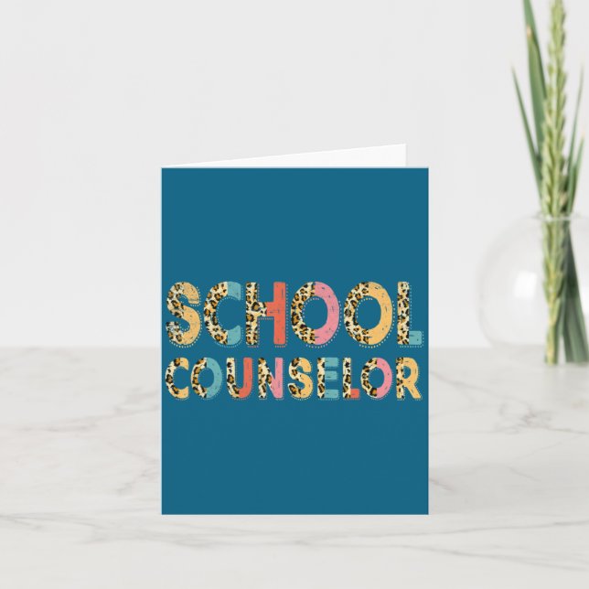 Tarjeta Funny School Counselor Teacher Leopard School Coun (Anverso)
