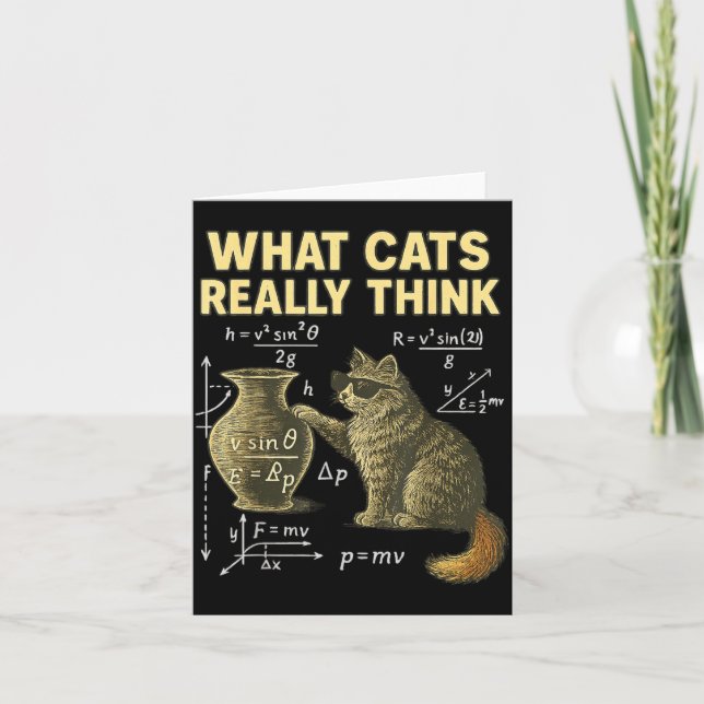 Tarjeta Funny Science Cat Physics What Cats Think Gift Men (Anverso)