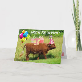 Tarjeta Funny Scottish Highland Steer Birthday