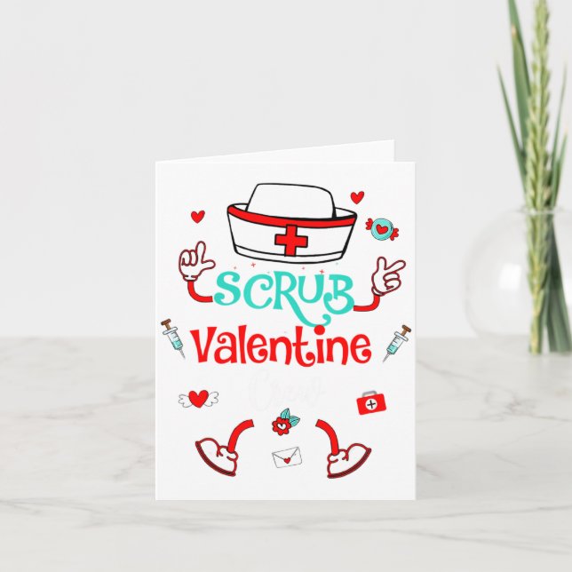 Tarjeta Funny Scrub Valentines Day Nurse Crew Family Group (Anverso)